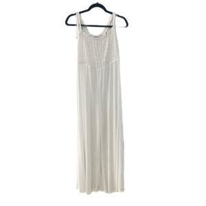 Venus Crochet Mesh Jumpsuit Swim Coverup Size Medium White Stretch Wide Leg